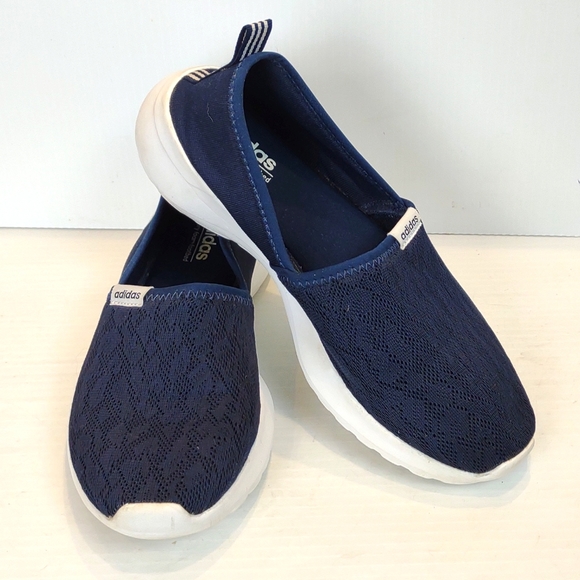 Adidas Women's Cloudfoam Lite Racer Slip-On Shoes Blue / White - Picture 3 of 15